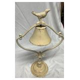 Painted Metal Decorative Bell with Bird Topper