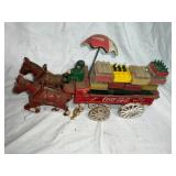 Metal Coca-Cola Wagon with Horses and Driver