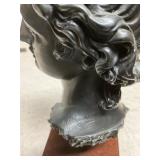 Bronze Bust Sculpture on Wood Base