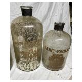 Set of Three Large Glass Bottles with Labels