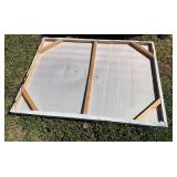 Distressed Wood Panel looking painting with Metal