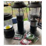 Group of Three Coleman Lanterns with Accessories