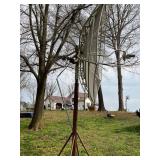 Mesh Satellite Dish Mounted on Metal Stand