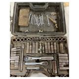 Metal Socket and Wrench Tool Set in Case