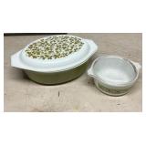 Pyrex Green Casserole with Lid and Mixing Bowl