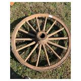 Wooden Wagon Wheel with Metal Rim