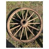 Wooden Wagon Wheel with Metal Rim