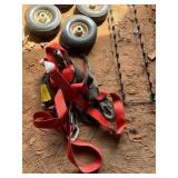 Assorted Wheels, Straps, and Metal Rack Accessory