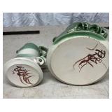 Green and White Ceramic Pitcher and Bowl Set