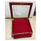 Wooden Display Case with Red Velvet Interior