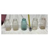 Collection of Five Glass Canning Jars