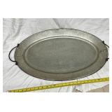 Oval Galvanized Metal Serving Tray with Handles