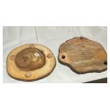Two Natural Wood Slices with Flat Feet