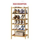 6-Tier Bamboo Shoe Rack, Stackable & Foldable