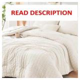 HYMOKEGE Ivory Queen Comforter Set, 7 Pieces