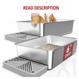 2 Pack 23.6' x 15.7' x 6' Metal Cat Litter Box