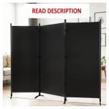 Room Divider 3-Panel Privacy Screen, Black