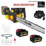 Electric Chainsaw Cordless, 12 Inch, Battery
