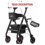 Upright Walker, Rollator, Padded Seat, Black