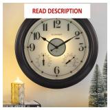 CLXEAST 18in Outdoor Clock w/Thermometer
