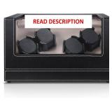 Watch Winder for 4 Watches, Black PU Leather