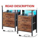 Nightstands Set, Charging Station, LED Lights