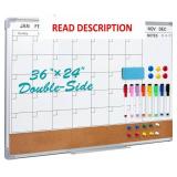 36'x24' Whiteboard Calendar, Silver Frame