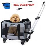 Cat Dog Carrier with Wheels, Grey, by Xevera