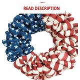 20Inch Patriotic Burlap Wreath, 4th of July