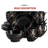 Plates and Bowls Sets for 4, Black Dinnerware
