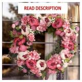 Wreath 26 Inches - Peony Flower Spring Wreaths
