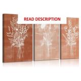 3Pcs Floral Canvas Wall Art 16x24in Framed