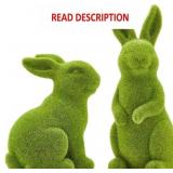 Easter Rabbit Green Flocking Sculpture (2PCS)