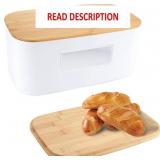 HILFA Steel Bread Box, Roll-Up Lid, White