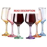 SUNNOW 12 Oz Multicolor Crystal Wine Glass Set