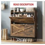 Maupvit Shoe Storage Cabinet, 2 Flip Drawers