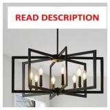 Black Chandelier, 8-Light, Modern Metal Fixture