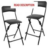 Folding Bar Stool,25 Inch,Leather Padded,Black (2)