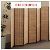 6 Panel Bamboo Room Divider, 67' H x 92.1' W