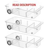 Fridge Organizer Bins With Wheels, 3 Pack