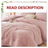 HYMOKEGE Rose Gold King Comforter Set Seersucker