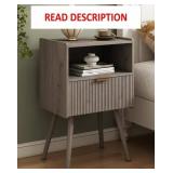 Nightstand with Drawer & Shelf, Grey Oak Finish