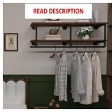 Clothes Rack 48in, Wall Mounted with Wood Shelf