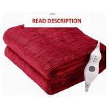 Tefici Heated Blanket, Super Cozy, 50' x 60', Red
