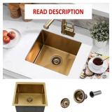 15 Inch Gold Undermount Bar Sink, 15x15, 18 Gauge