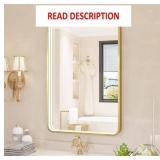 LED Bathroom Mirror, 24x36 Inch, Gold Frame
