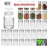 CycleMore 30 Pack 4oz Glass Mason Spice Jars