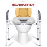 Raised Toilet Seat with Handles, Height Adjustable