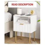 White Nightstand with Charging Station