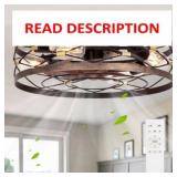 Caged Ceiling Fan w/ Light, Bladeless Flush Mount